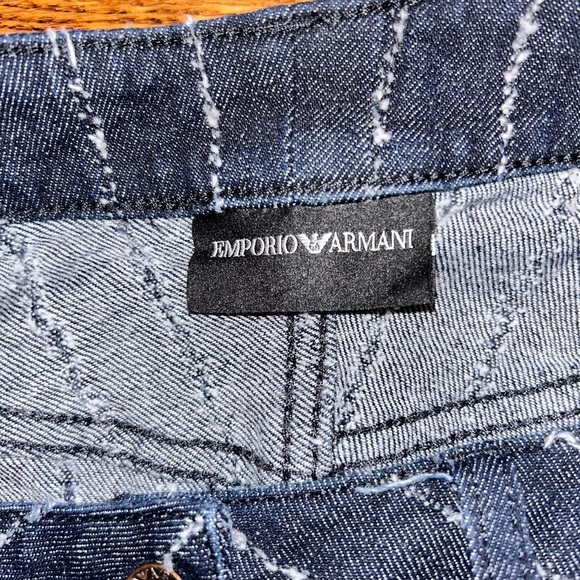 NEW Armani Emporio Armani Pinstripe Denim Mini Skirt button down size 40 NWOT - Picture 3 of 9